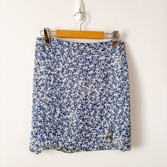 Zara 2 Piece Satin Effect Floral Skirt + Crop Tank Blue White Size Small - Picture 9 of 12